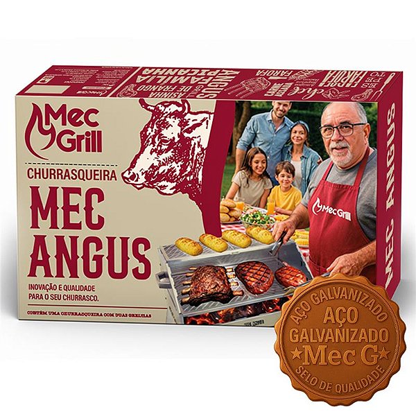 Churrasqueira A Carvão Aço Inox Galvanizado Desmontável Duas Grelhas Mec Angus 65X40 Mec Grill