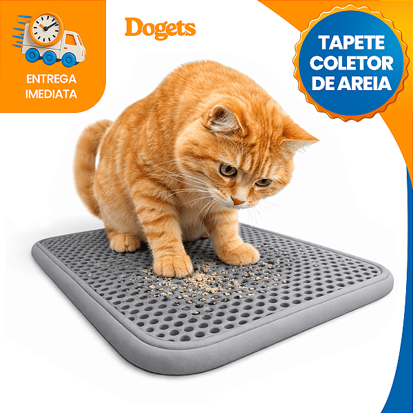 Tapete Higiênico Coletor de Areia Para Gatos Anti Sujeira Pet Cinza Dogets
