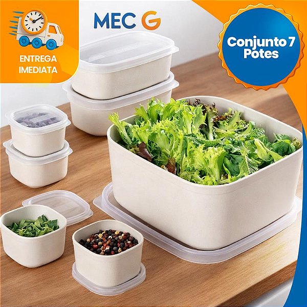 Kit 7 Potes com Tampa de Plástico Tramontina Super Vedação Para Alimentos Vários Tamanhos