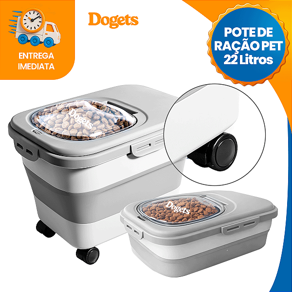 Porta Ração 22 Litros Pote Container Dispenser Grande Recipiente Reservatório Com Medidor
