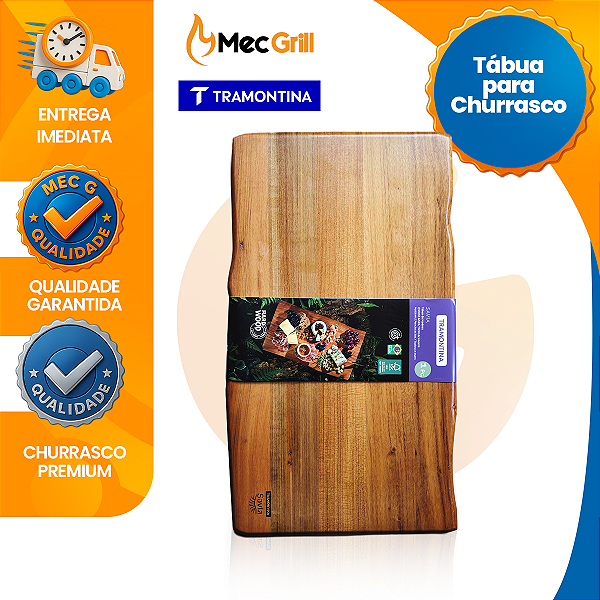 Tabua de Carne Madeira Para Churrasco 49x28 Grande Tramontina Jatobá Hard Wood