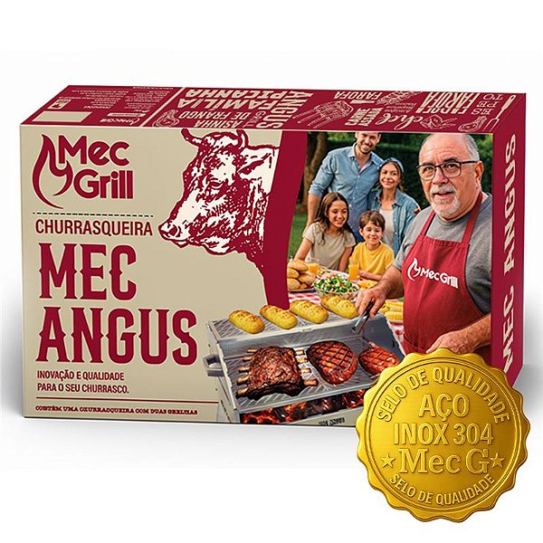 Churrasqueira Aço Inox 304 A Carvão Duas Grelhas Desmontável Durável Mec Angus 65X40 Mec Grill