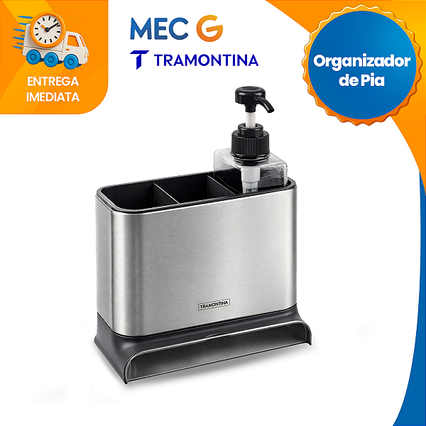 Organizador de Pia Tramontina Plurale em Plástico e Aço Inox