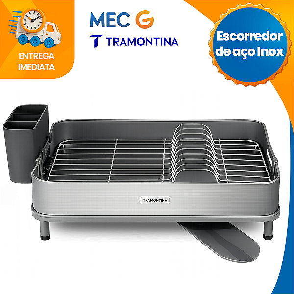 Escorredor de Louça Tramontina Aço Inox Polipropileno e Porta Talheres Escirredor de Pratos
