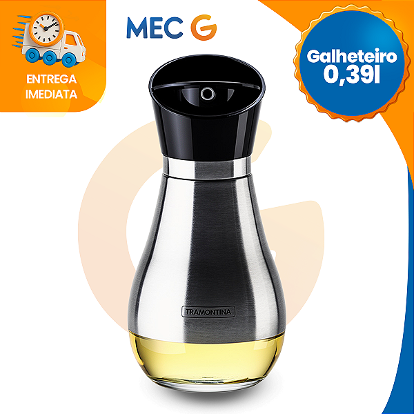 Galheteiro Porta Azeite Vinagre Óleo Com Bico Dosador Em Inox 390 ml Tramontina