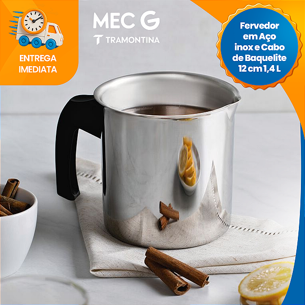 Leiteira Canecão Fervedor Indução Tramontina Allegra 2l Cor Inox 14 Cm Cabo de Baquelite