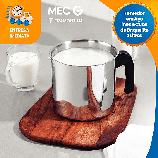 Leiteira Canecão Fervedor Indução Tramontina Allegra 2.0L Cor Inox 14 Cm Cabo de Baquelite