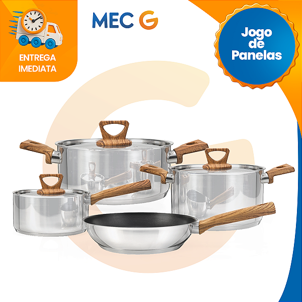 Jogo de Panelas Tramontina 4 Peças Aço Inox Brilhante Pesada Indução