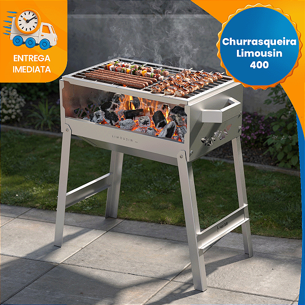 Churrasqueira de Espetinhos Aço Inox 430 Resistente 40x25 Limousin Carvão Grelha