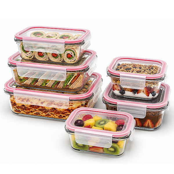Conjunto 5 Pote Vidro Hermético Borossilicato Jogo Kit Marmita Forno Microondas Freezer Valvula de Vapor