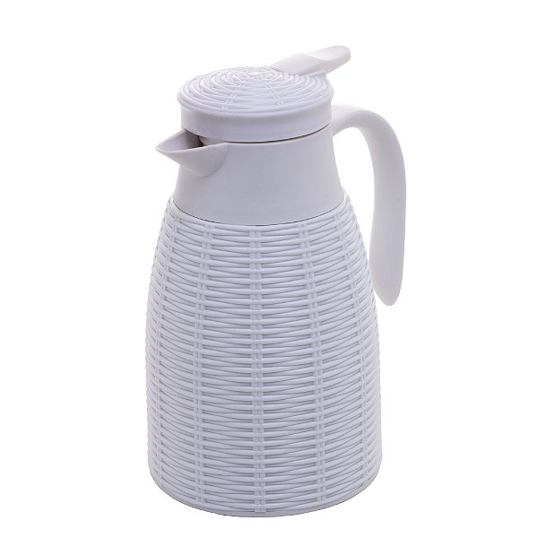 GARRAFA TÉRMICA CAFÉ - RATTAN PLÁSTICO BRANCO (1L) - Tadecor