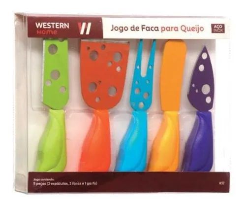 JOGO 5 FACAS COLORIDAS P/QUEIJO
