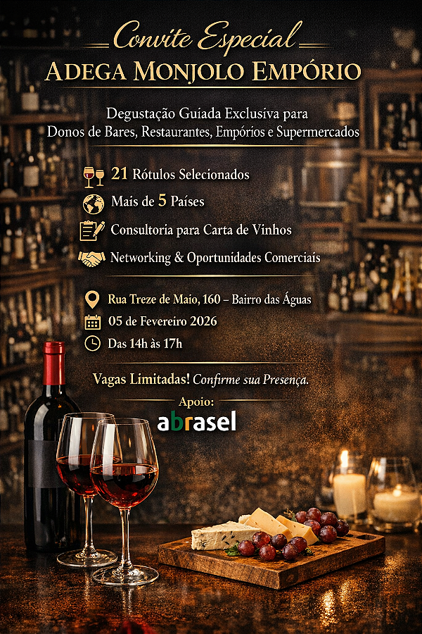 Convite Vinhos que Vendem | Encontro Adega Monjolo & Abrasel