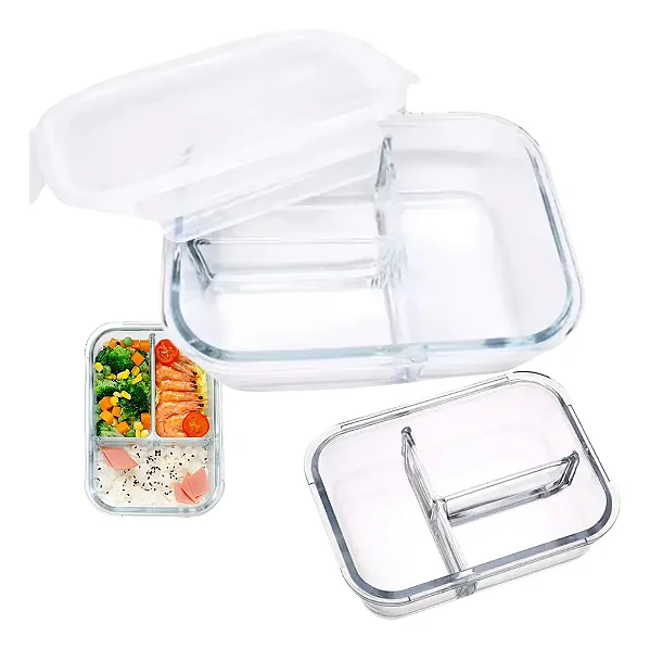 POTE HERMETICO VIDRO 1040ML C/ 3 DIVISORIAS