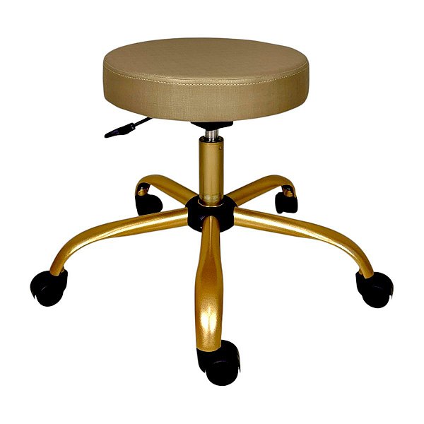 Mocho Banqueta sem encosto Dourado - Base Giratória Dourada