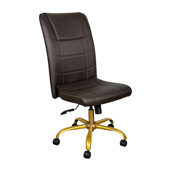 Poltrona Novara Sem Braço Marrom Base Dourada