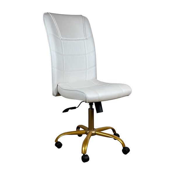 Poltrona Novara Sem Braço Branca  Base Dourada