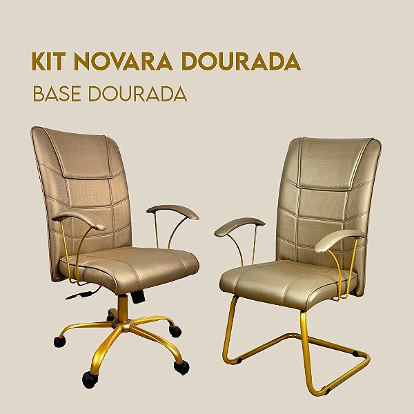 Kit Poltrona Presidente Novara Giratória + Fixa
