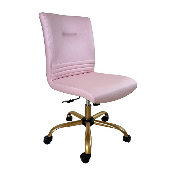 Cadeira Diretor Athena Rosa Brilhante - Base Dourada