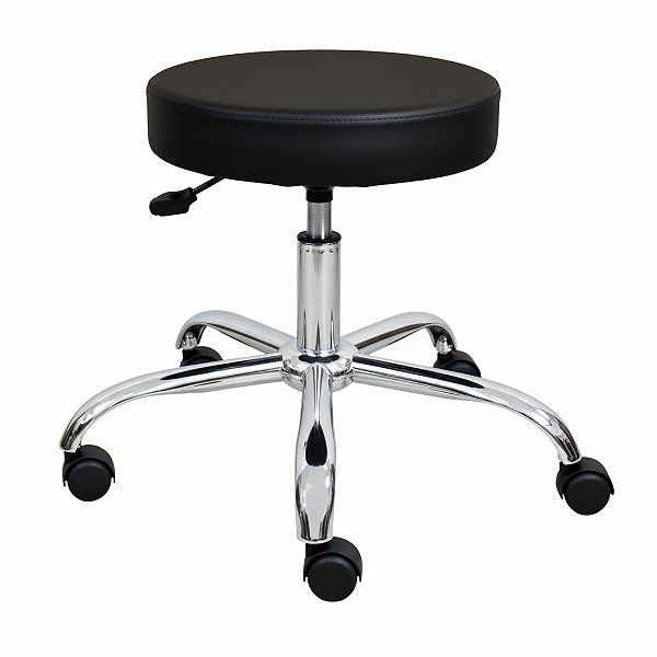 Cadeira Mocho Banqueta Giratória Profissional – Base Cromada - Preto