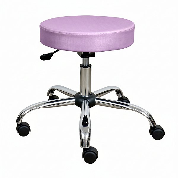 Cadeira Mocho Banqueta Giratória Profissional – Base Cromada - Rosa