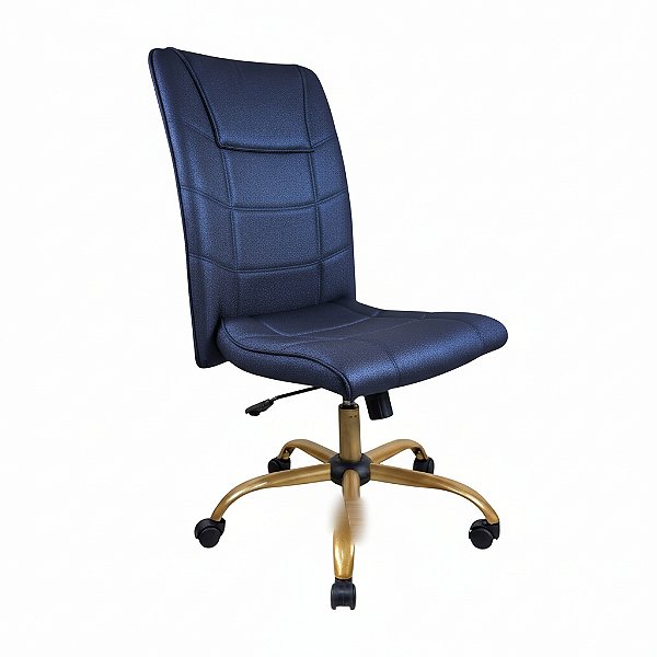 Cadeira Presidente Novara com Braço Factor Dunas - Base Dourada Giratória - AZUL - Sem Braço