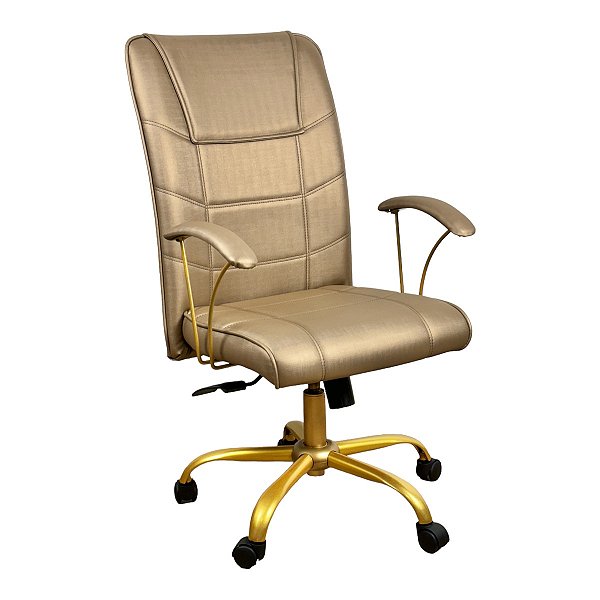 Cadeira Presidente Novara com Braço Factor Dunas - Base Dourada Giratória - DOURADO - Com Braço