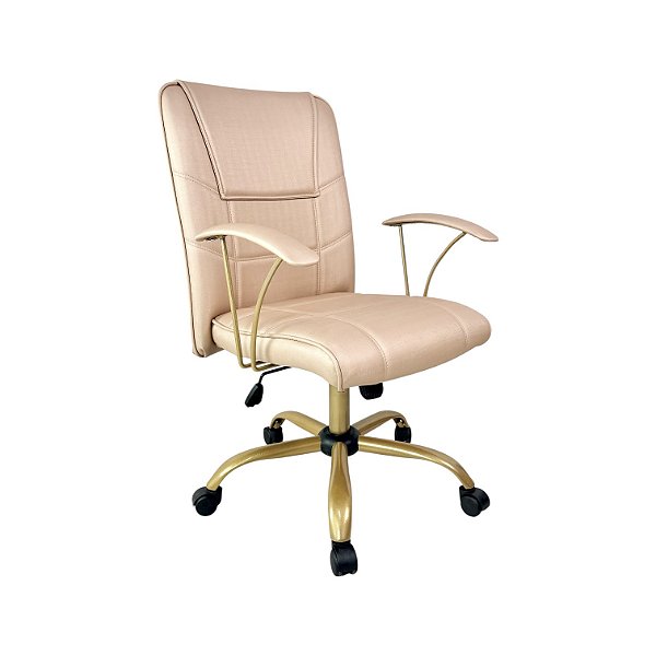 Cadeira Diretor Novara  Rosê Facto Dunas - Base Dourada Giratória