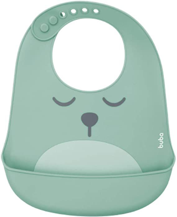 Babador De Silicone Com Pega Migalhas Gumy - Buba, Verde, Tamanho único