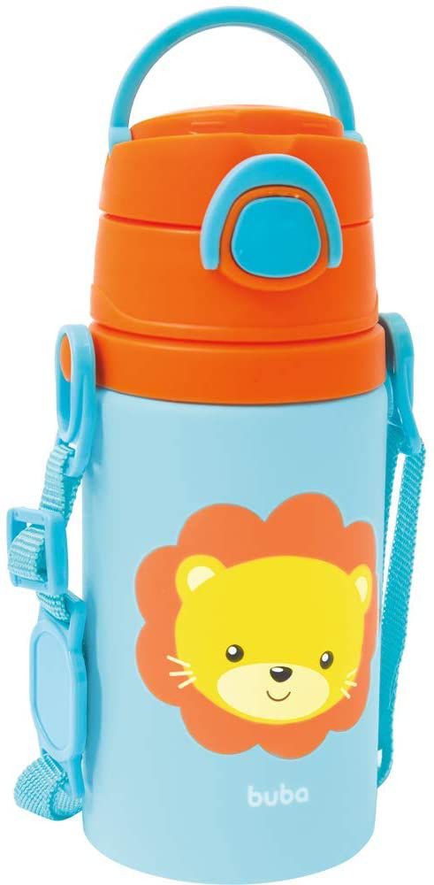 Garrafinha De Aluminio Com Canudo Animal Fun - Buba, Leão