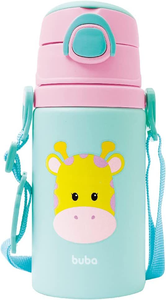 Garrafinha De Aluminio Com Canudo Animal Fun - Buba, Girafa