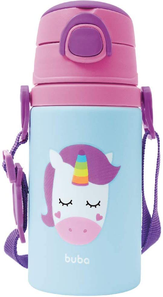 Garrafinha De Aluminio Com Canudo Animal Fun - Buba, Unicórnio