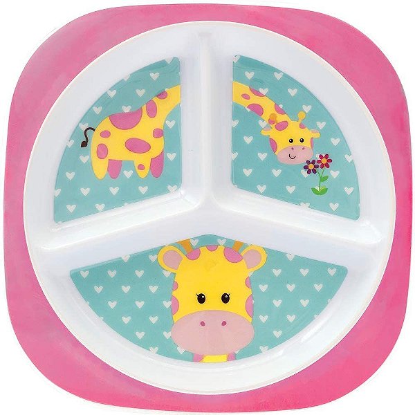 Prato com Divisórias Animal Fun - Buba, Girafa