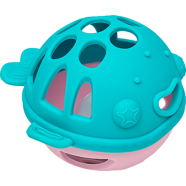 Mordedor em Silicone Com Chocalho - Buba, Azul/Rosa
