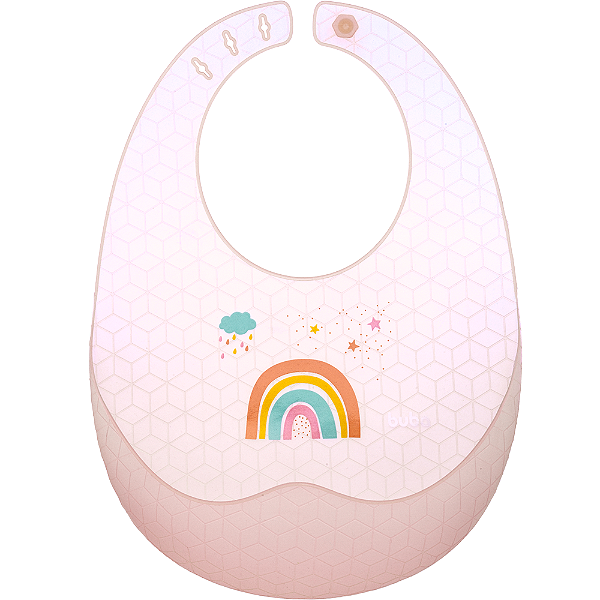 Babador em Silicone com Pega-Migalhas e Estojo -Buba, Arco-Íris