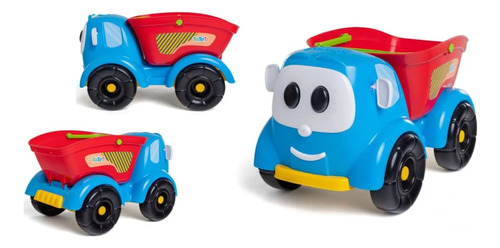 Caminhão Caçamba de Brinquedo - Tateti, Azul com Vermelho
