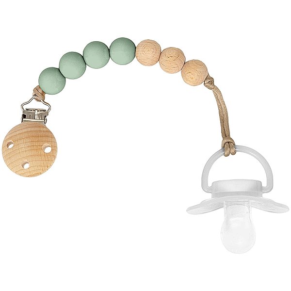 Prendedor de Chupeta em Silicone e Bambu - Buba, Verde