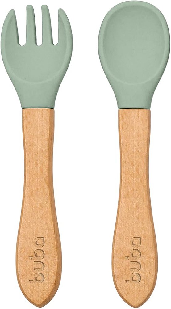 Kit Talheres em Silicone e Bambu - Buba, Verde