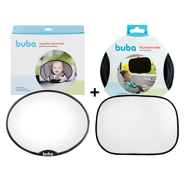Kit Espelho para Banco Traseiro + Protetor Solar para Carro - Buba