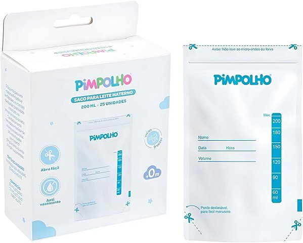 Kit 25 Sacos de Armazenar Leite Materno - Pimpolho
