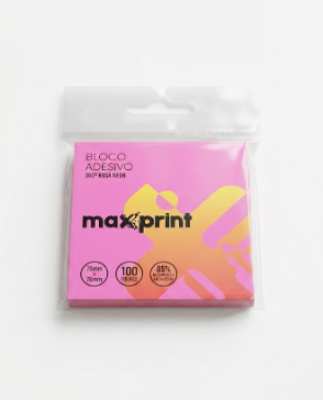 Bloco Adesivo Médio Rosa Neon 360 Folhas Maxprint 1 Unidade