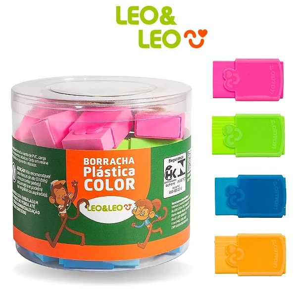 Borracha Colorida com Cinta Leo&Leo Pote com 24 Unidades