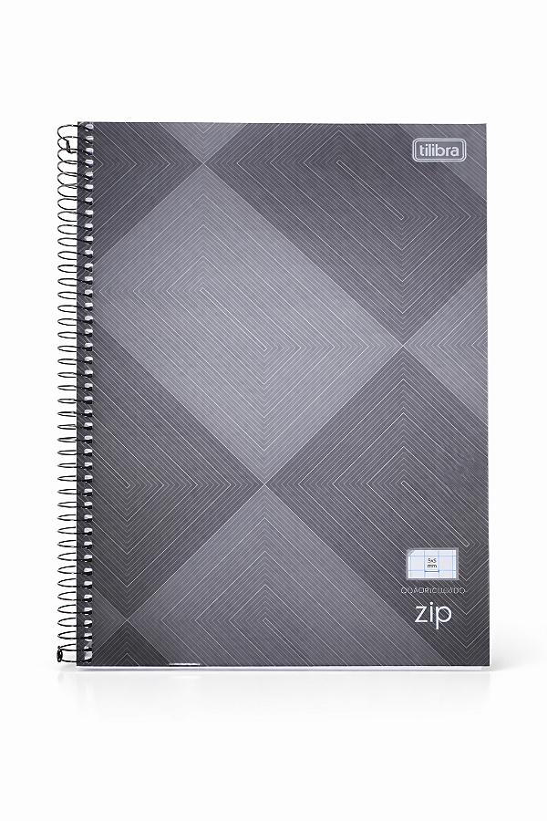 Caderno Universitário Quadriculado 0,5mm Zip Cinza 96 Folhas