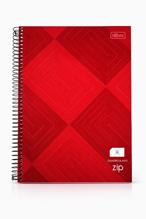 Caderno Universitário Quadriculado 0,5mm Zip Vermelho 96 Folhas