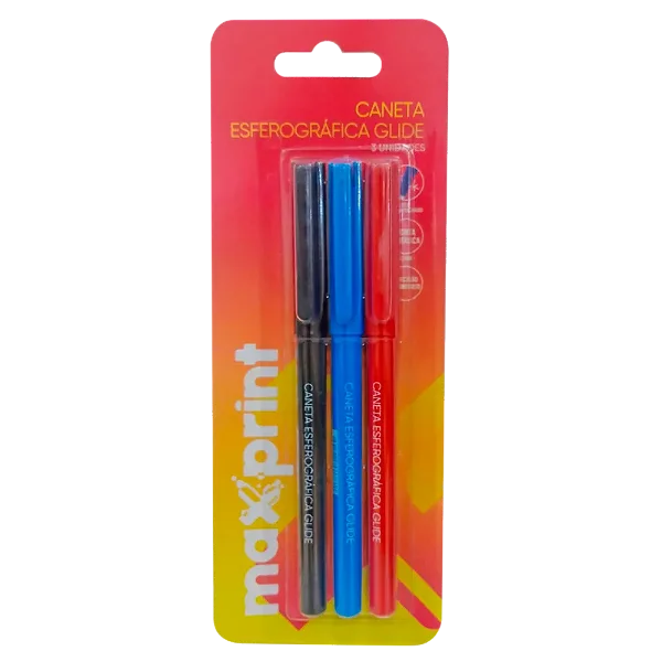 CANETA ESFEROGRAFICA MAXPRINT- BLISTER COM 3 VM/AZ/PT