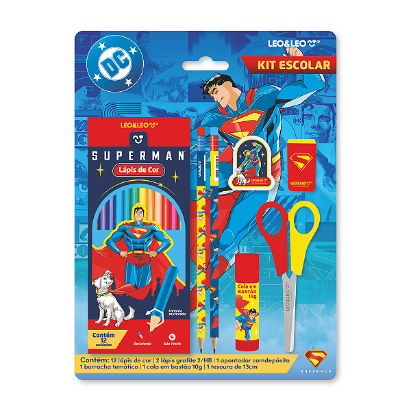 KIT LAPIS DE COR 12 CORES SUPERMAN - LEOLEO - UNIDADE
