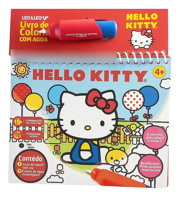 LIVRO DE COLORIR COM AGUA HELLO KITTY - UNIDADE - LEO&LEO