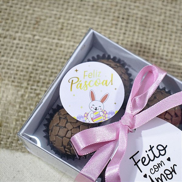 25un Etiqueta Adesiva "Feliz Páscoa" Coelho Branco - Coleção Páscoa