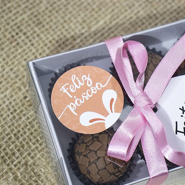 25un Etiqueta Adesiva "Feliz Páscoa" Laranja - Coleção Páscoa