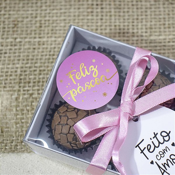 25un Etiqueta Adesiva "Feliz Páscoa" Rosinha - Coleção Páscoa